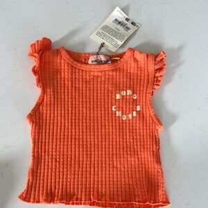 Bobo Choses Orange Tank Top with Ruffle Sleeves